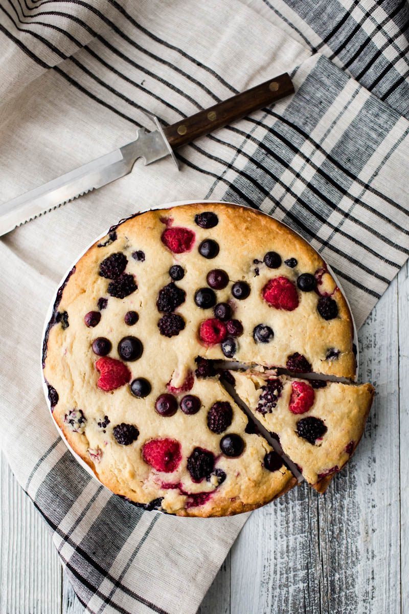 Mixed Berry Ricotta Cake | http://naturallyella.com