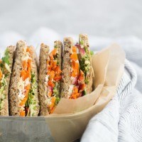 Pickled Carrot and Hummus Sandwich with Sprouts | http://naturallyella.com