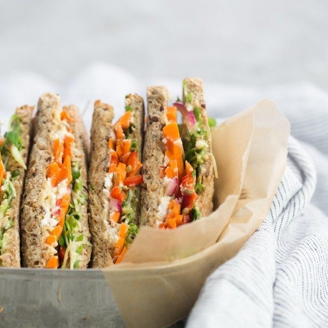 Hummus Sandwich with Pickled Carrots | Naturally Ella
