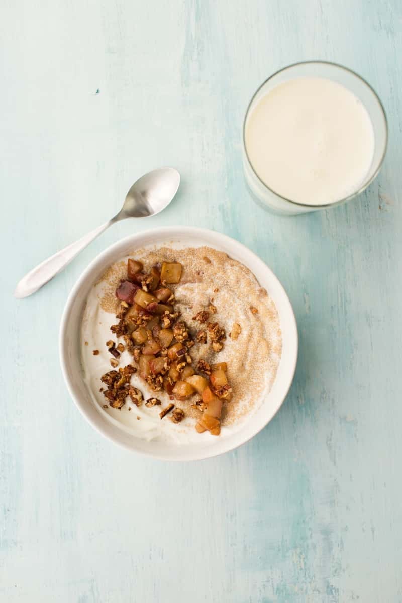 Amaranth Porridge with Roasted Pears and Maple Pecans