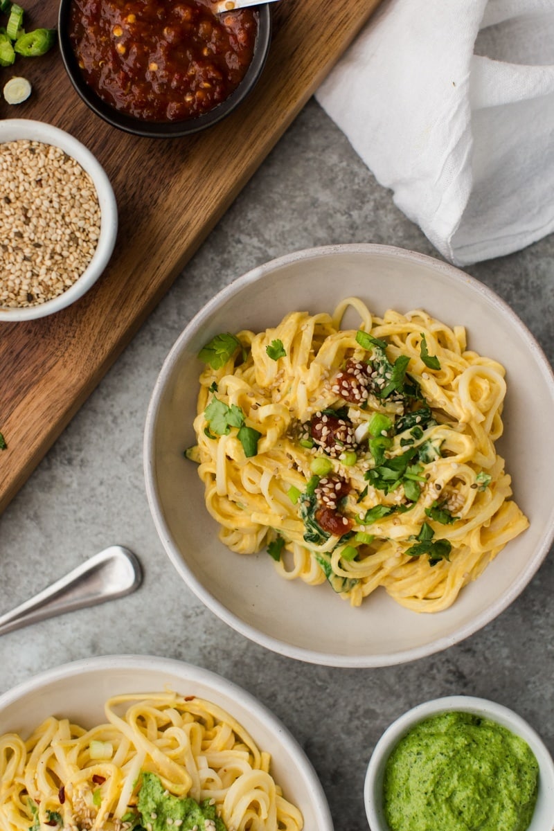 Butternut Squash Noodle Bowl with Spinach