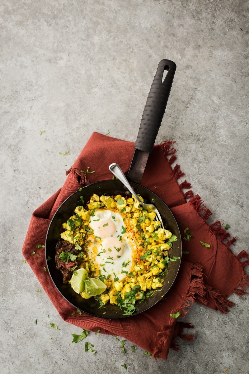 Turmeric Cauliflower Egg Skillet | @naturallyella