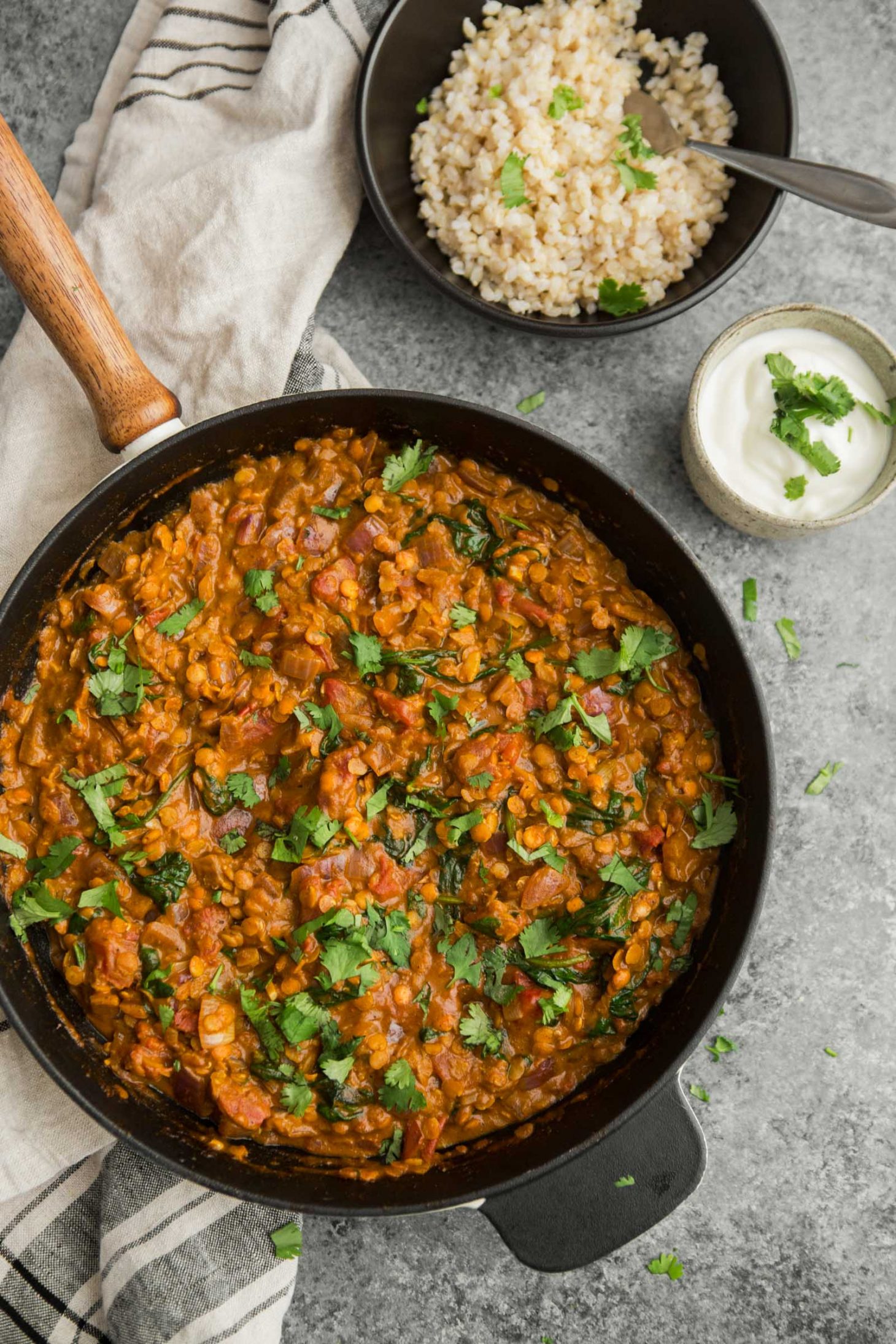Red Lentil Masala with Spinach | @naturallyella