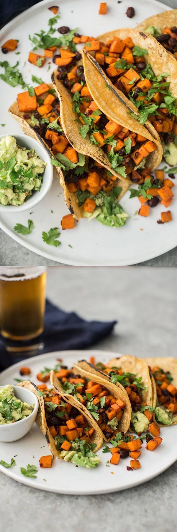 Chipotle Sweet Potato Tacos with Black Beans and Guacamole