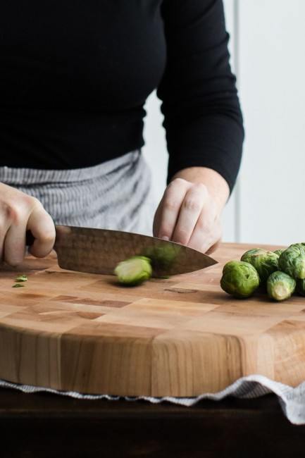 quartering Brussels sprouts