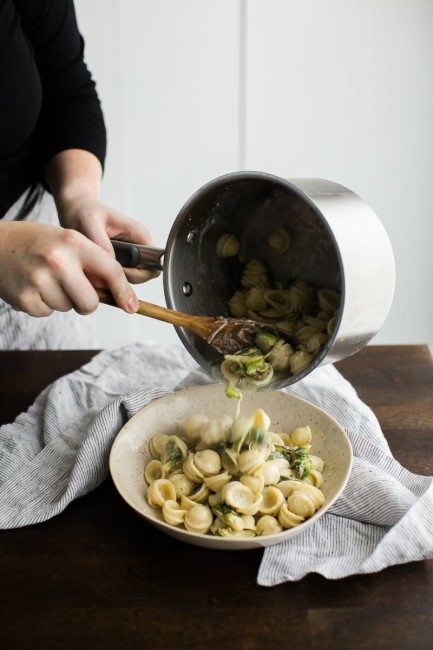 Roasted Brussels Sprout Pasta with a Simple Lemon Cream Sauce