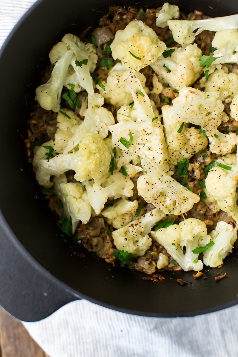 Baked Farro Risotto with Cauliflower
