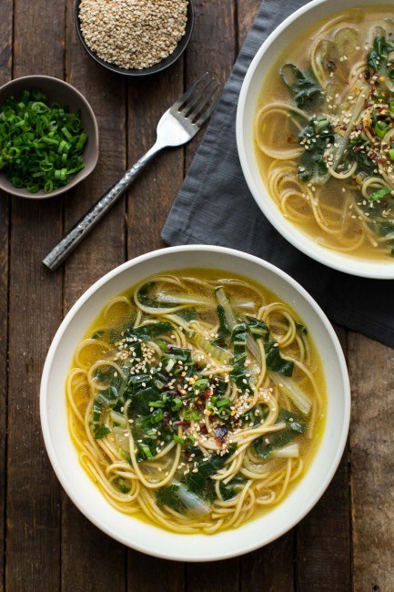 Ginger Bok Choy Soup with Noodles