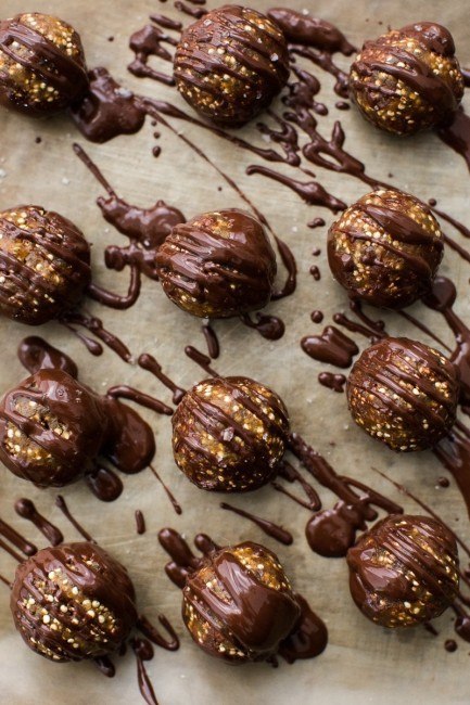 Popped Quinoa Peanut Butter Buckeye Balls