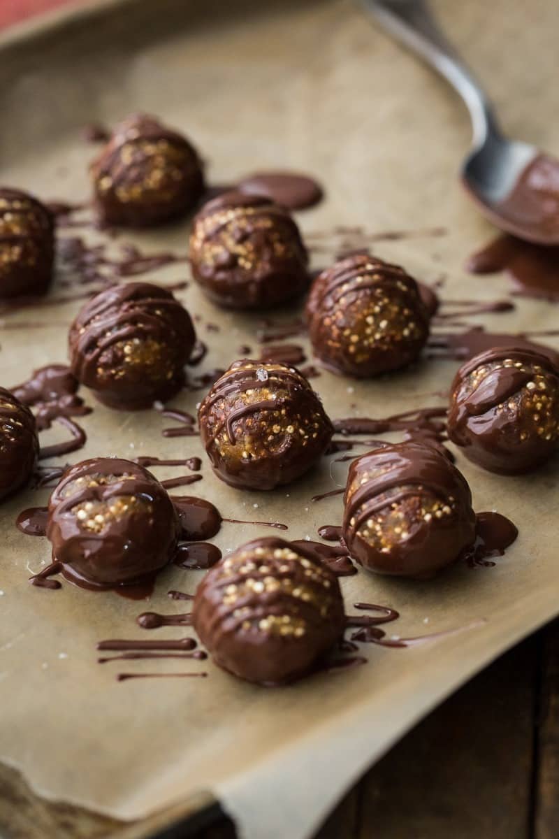 Peanut Butter Buckeye Balls with Popped Quinoa