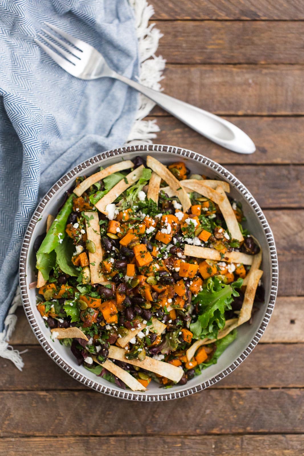 Chipotle Sweet Potato Taco Salad with Black Beans