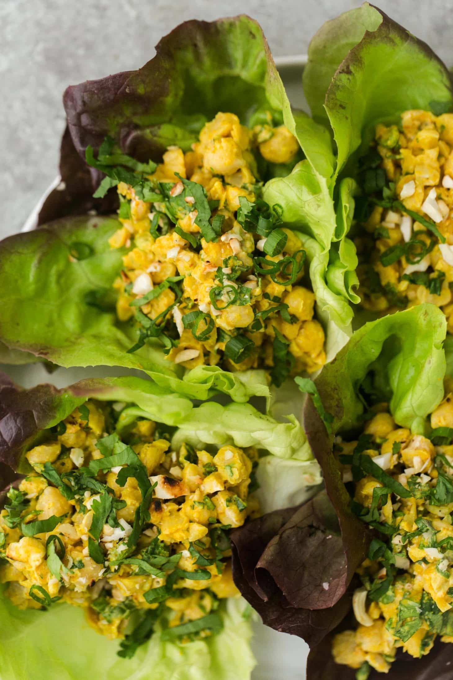Curried Chickpea Salad Lettuce Wraps