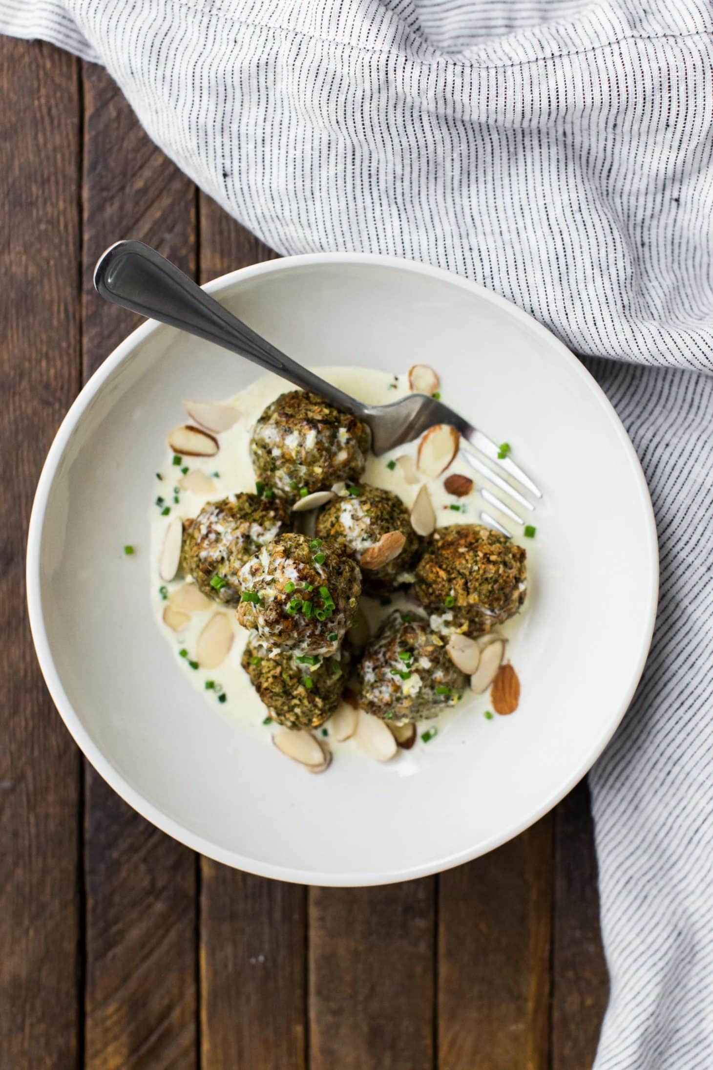 Lentil Broccoli Bites with Cream Sauce