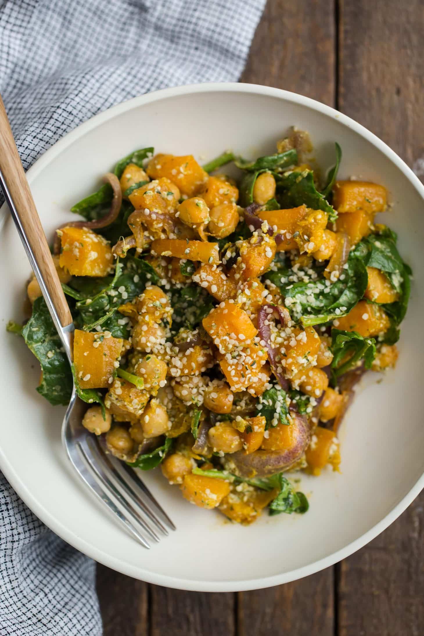 Chipotle Roasted Butternut Squash Salad with Hemp Dressing