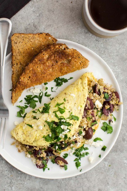 Freekeh Omelette with Olives