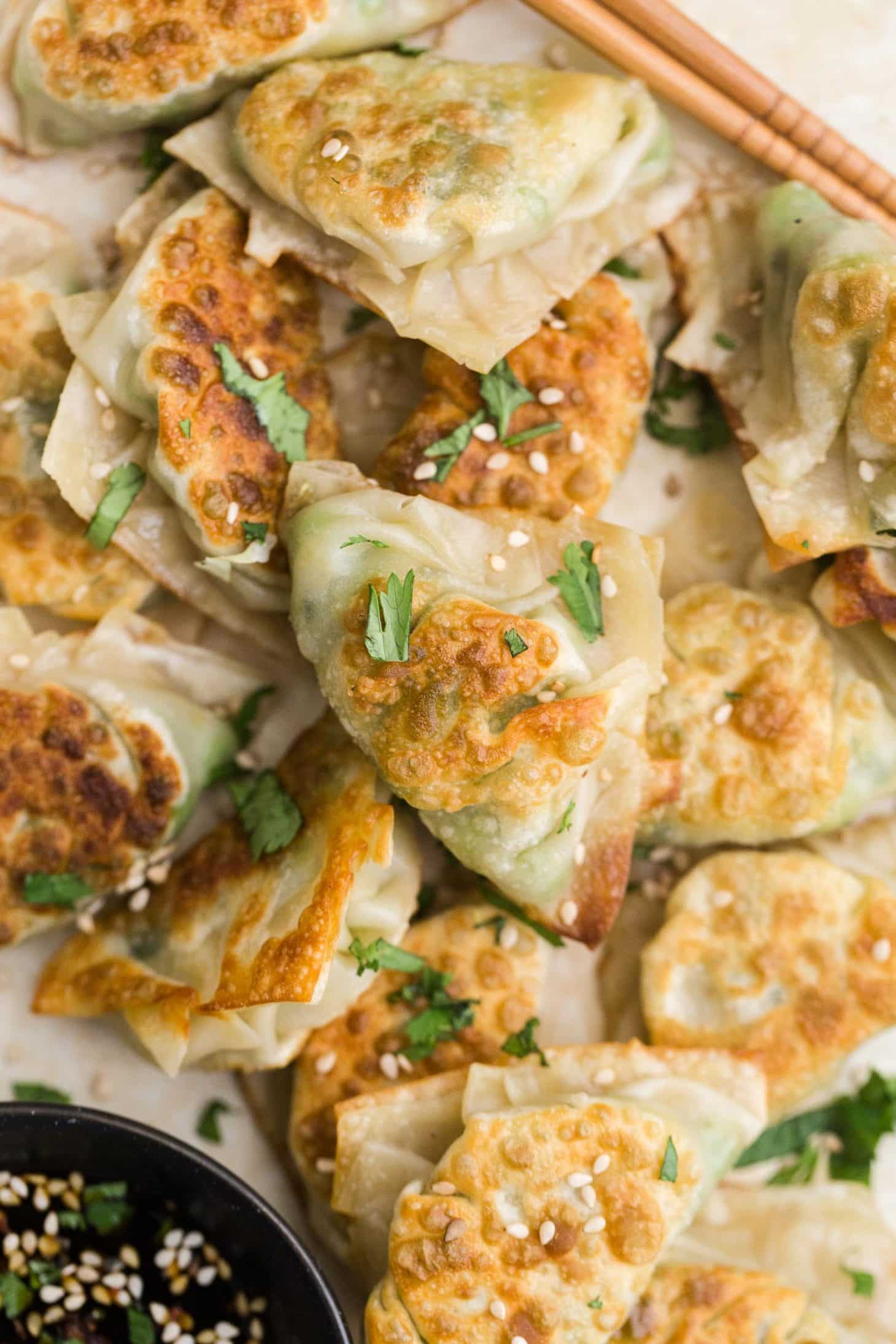 Pea Potstickers with Cabbage and Ginger