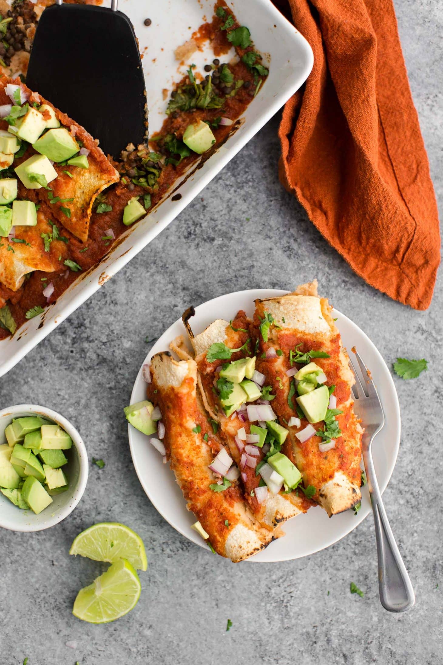 Spinach Enchiladas with Lentils