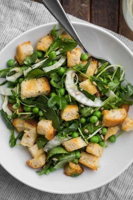 Spring Panzanella with Peas