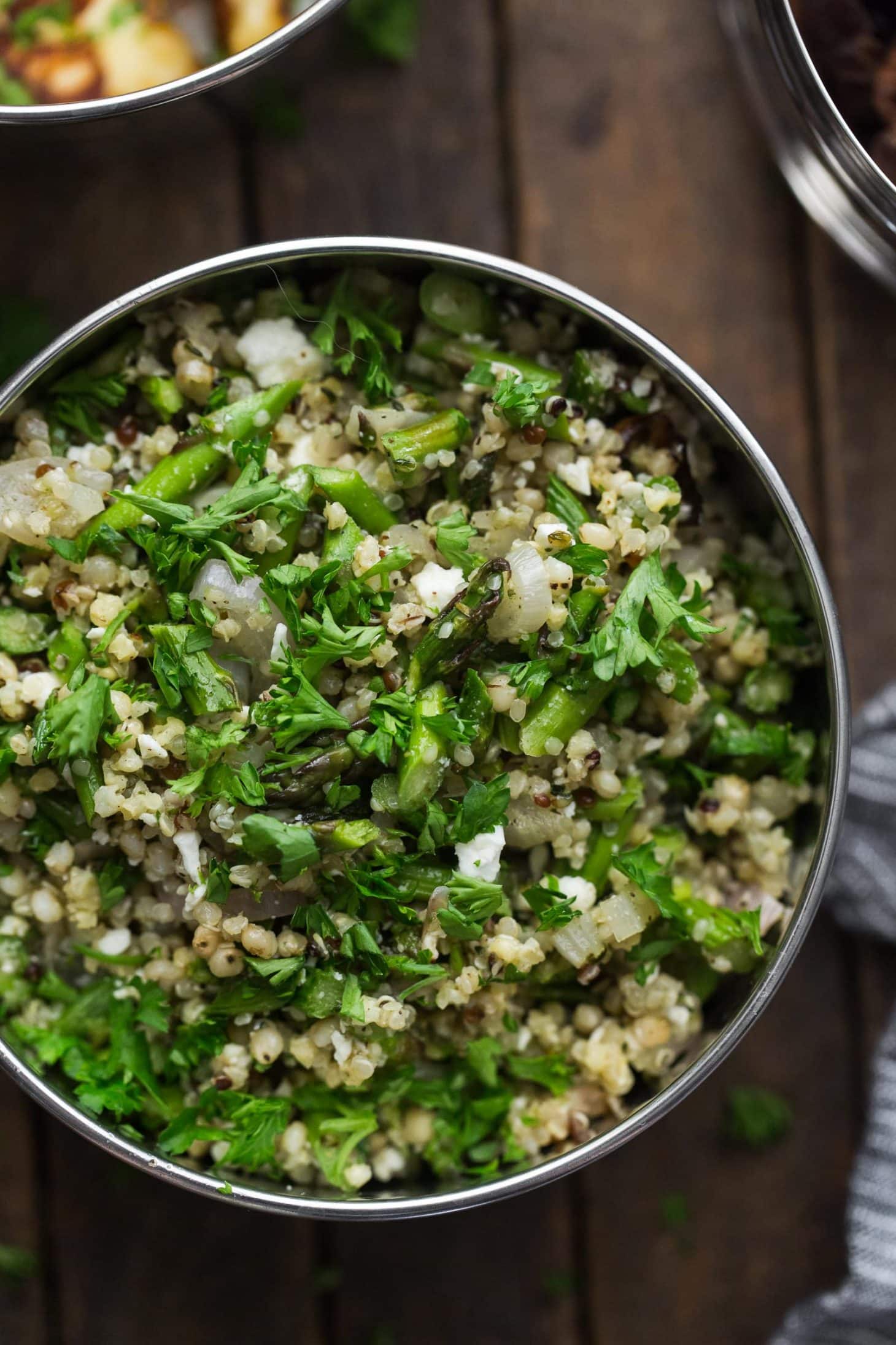 Three Grain Pilaf with Roasted Asparagus