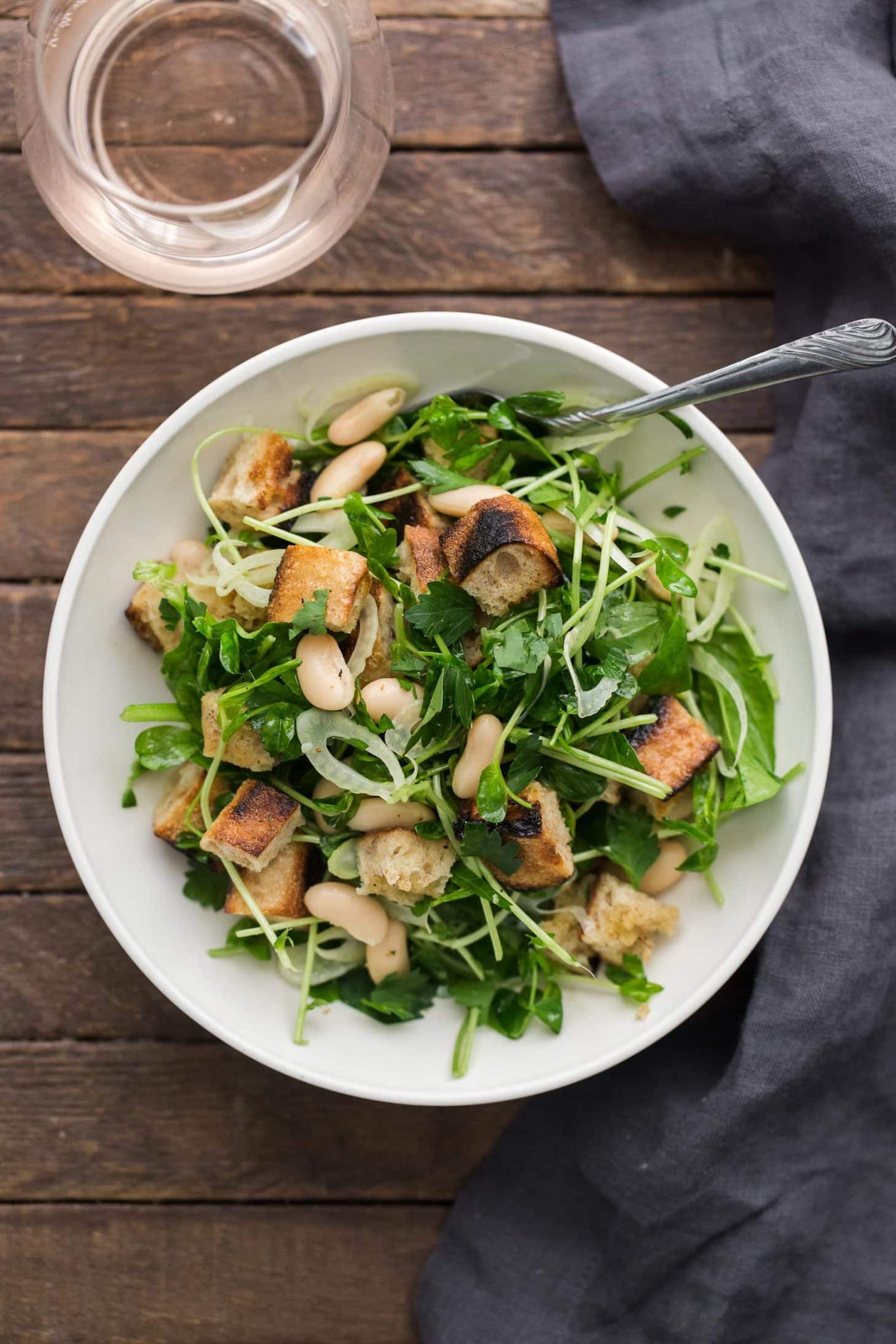 White Bean Salad with Pea Shoots