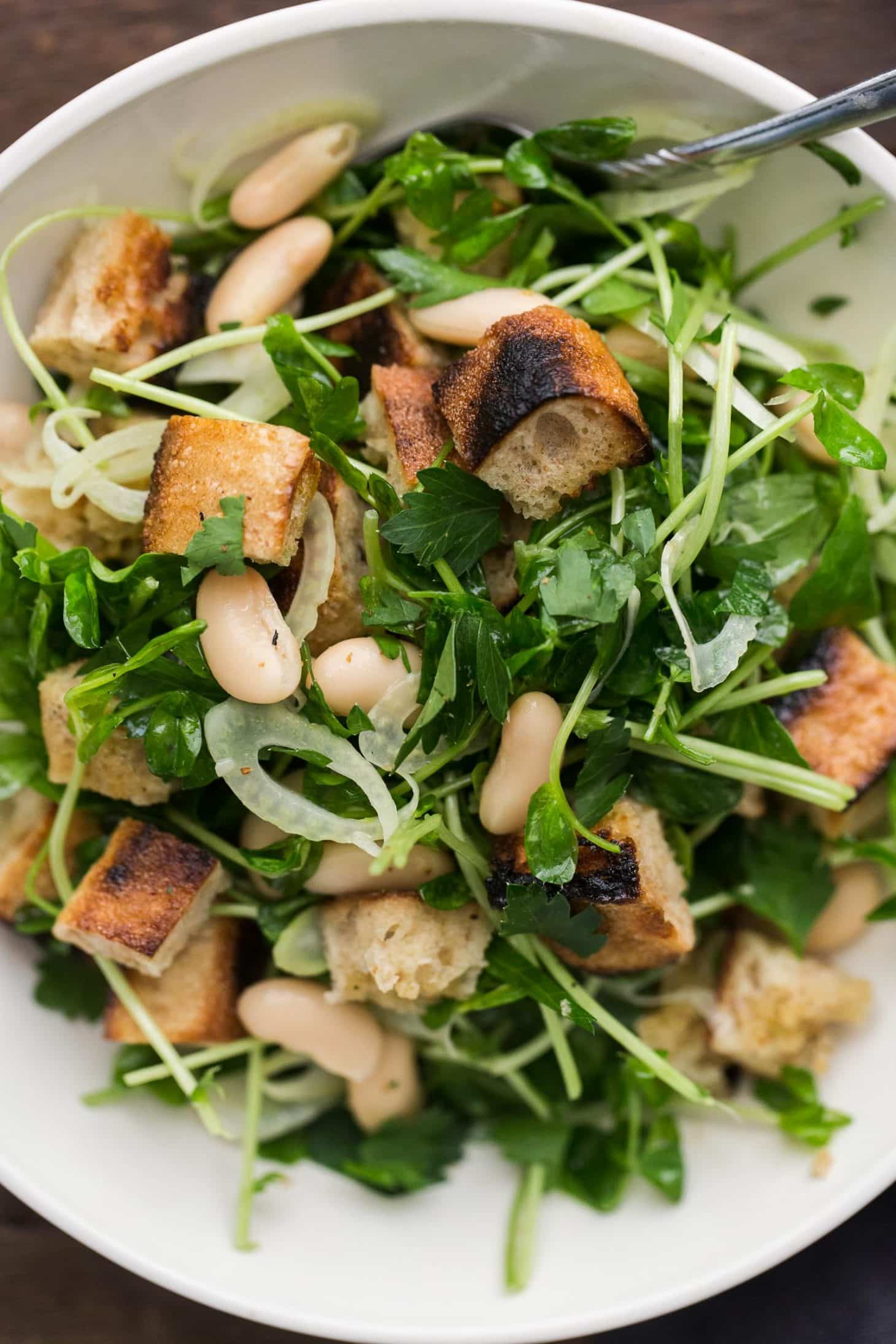 White Bean Salad with Pea Shoots