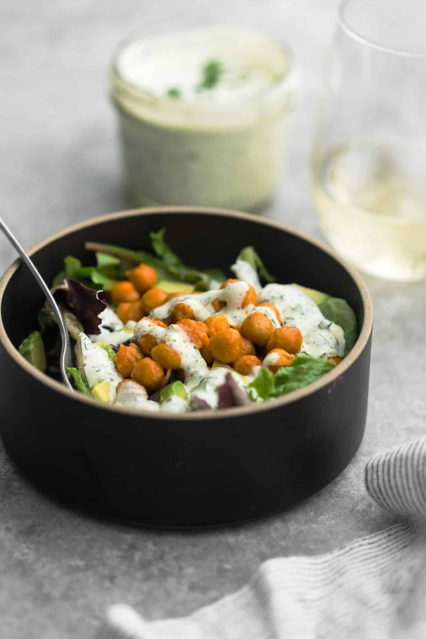 Easy Buffalo Chickpea Salad with Homemade Ranch