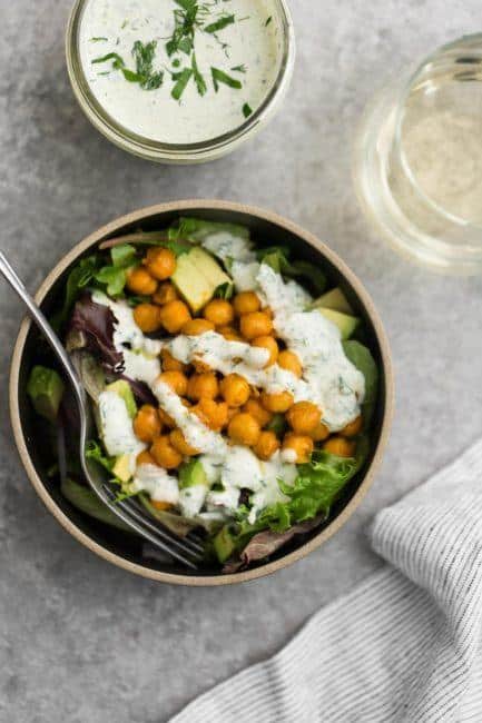 Buffalo Chickpea Salad with Homemade Ranch