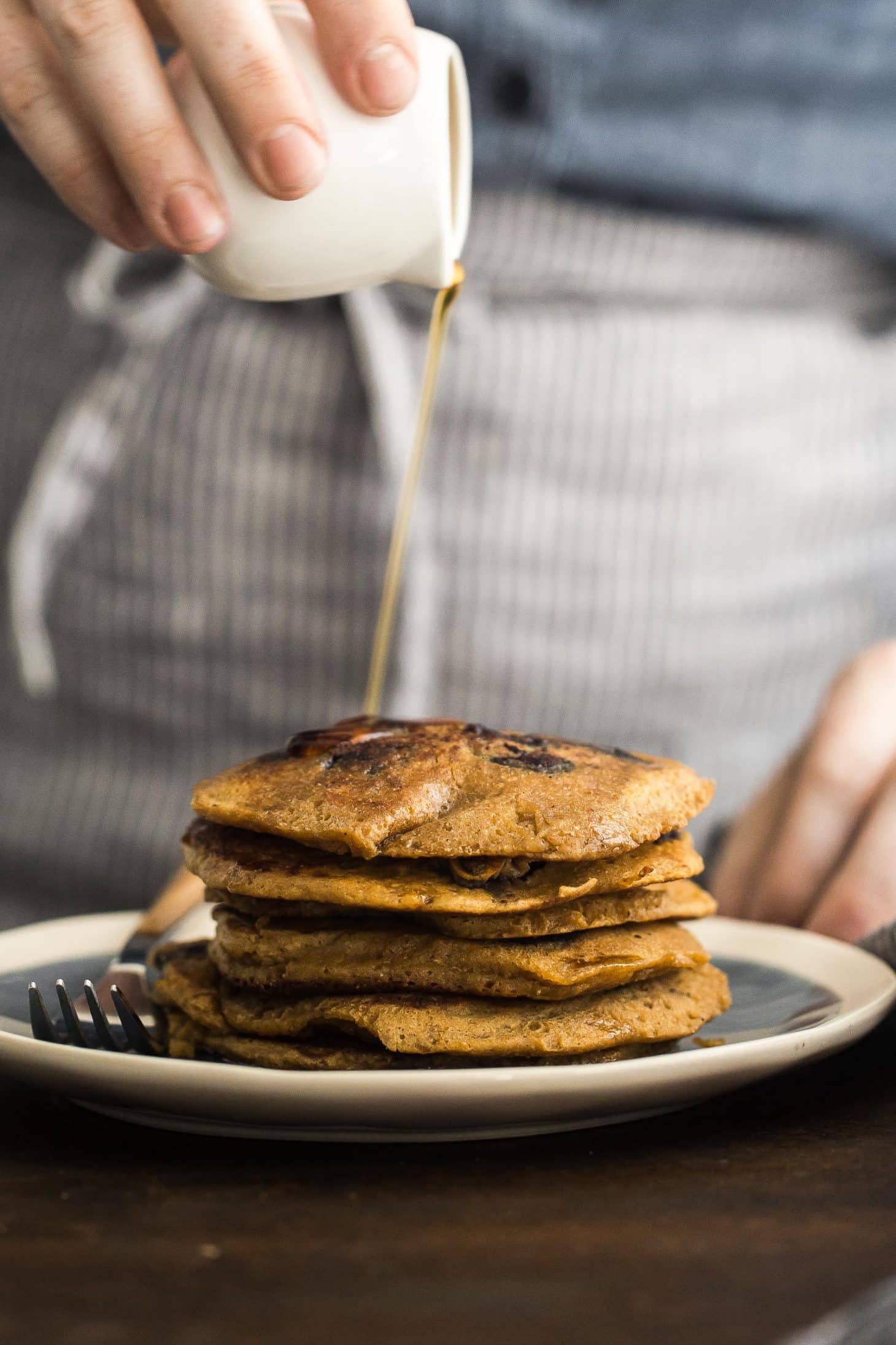 Blueberry Cornmeal Pancakes with Molasses