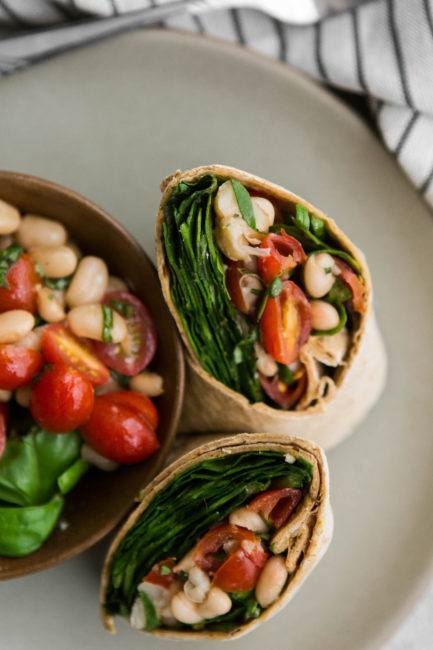 White Bean Wrap with Bruschetta and Spinach | @naturallyella