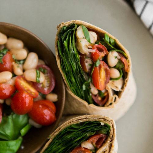 White Bean Wrap with Bruschetta and Spinach | @naturallyella