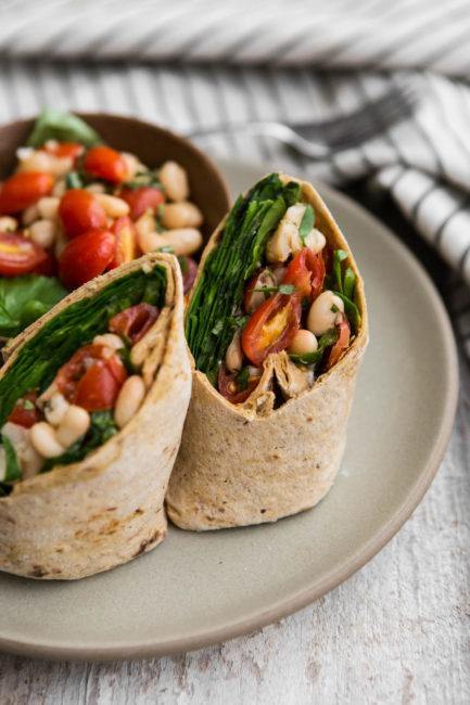 Bruschetta White Bean Wrap with Spinach | @naturallyella