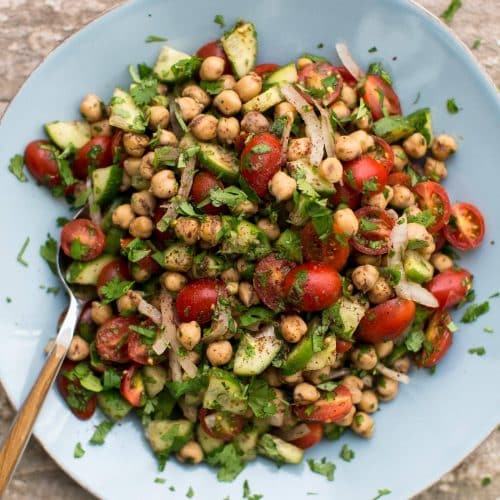 Spiced Chickpea Cucumber Salad with Tomatoes | Naturally Ella