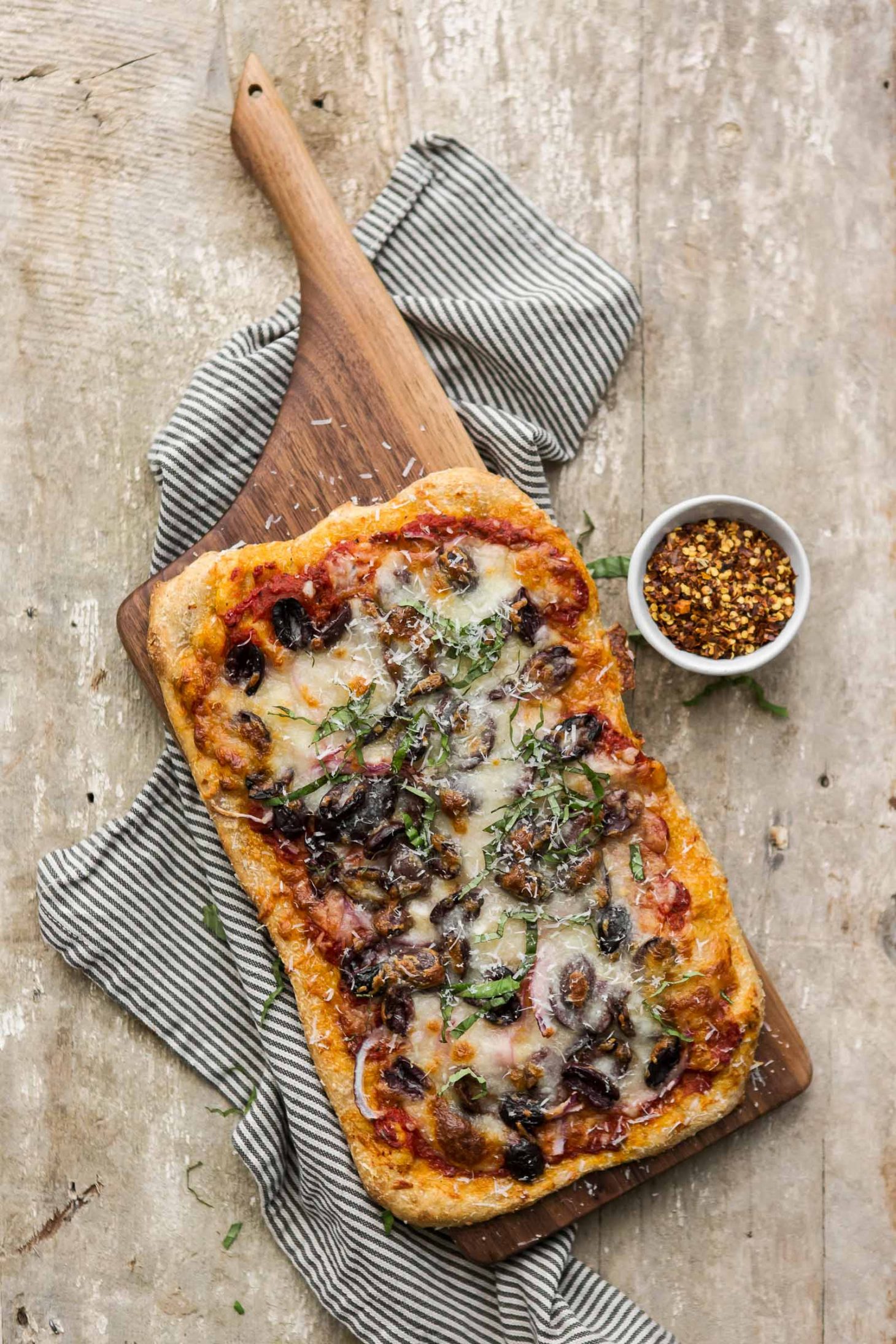 Olive Pizza with Sliced Red Onions | Naturally Ella