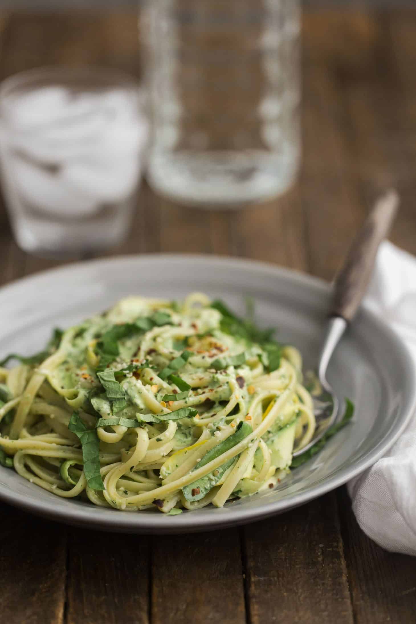 Summer Squash Pasta with Yogurt Sauce