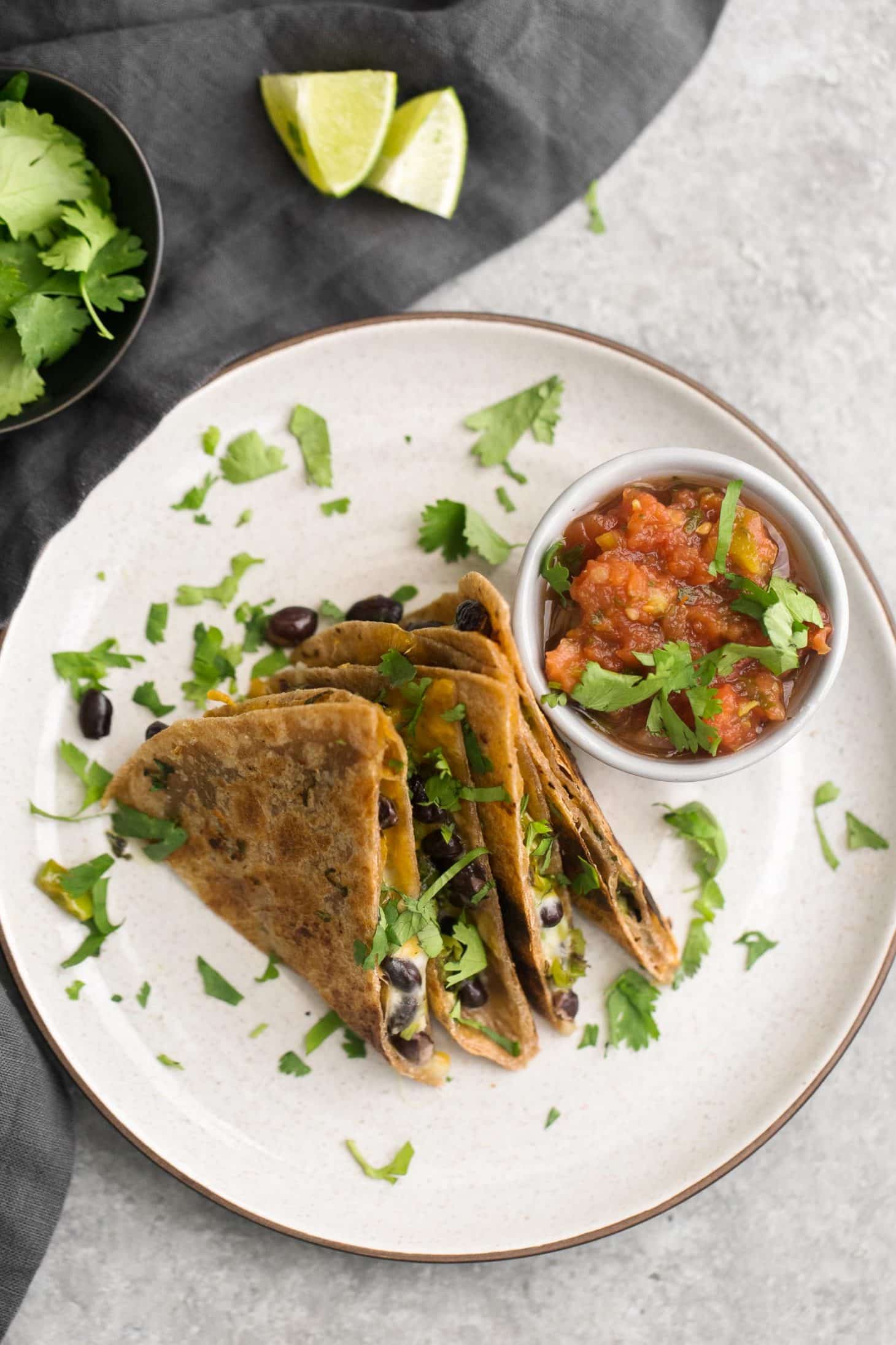 Garlicky Shishito Pepper Black Bean Quesadillas | @naturallyella