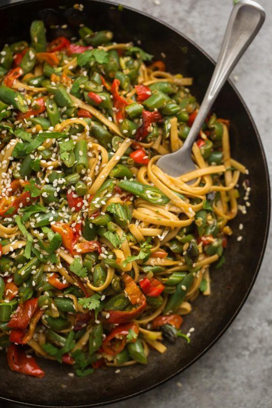 Green Bean Stir-Fry with Lo Mein Noodles | Naturally Ella