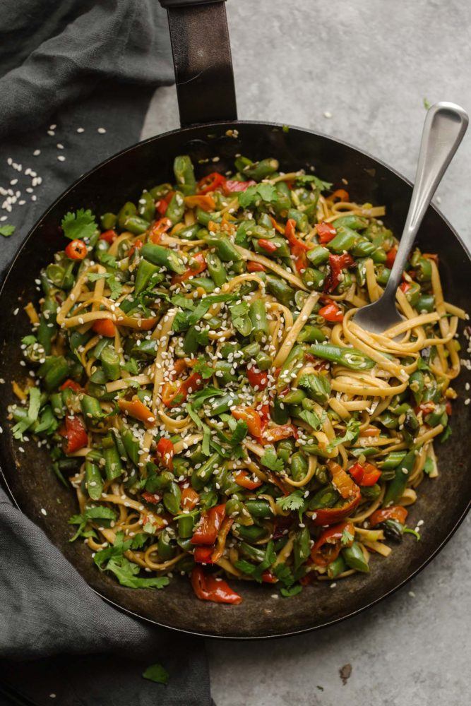 Green Bean Stir-Fry with Lo Mein Noodles | Naturally Ella