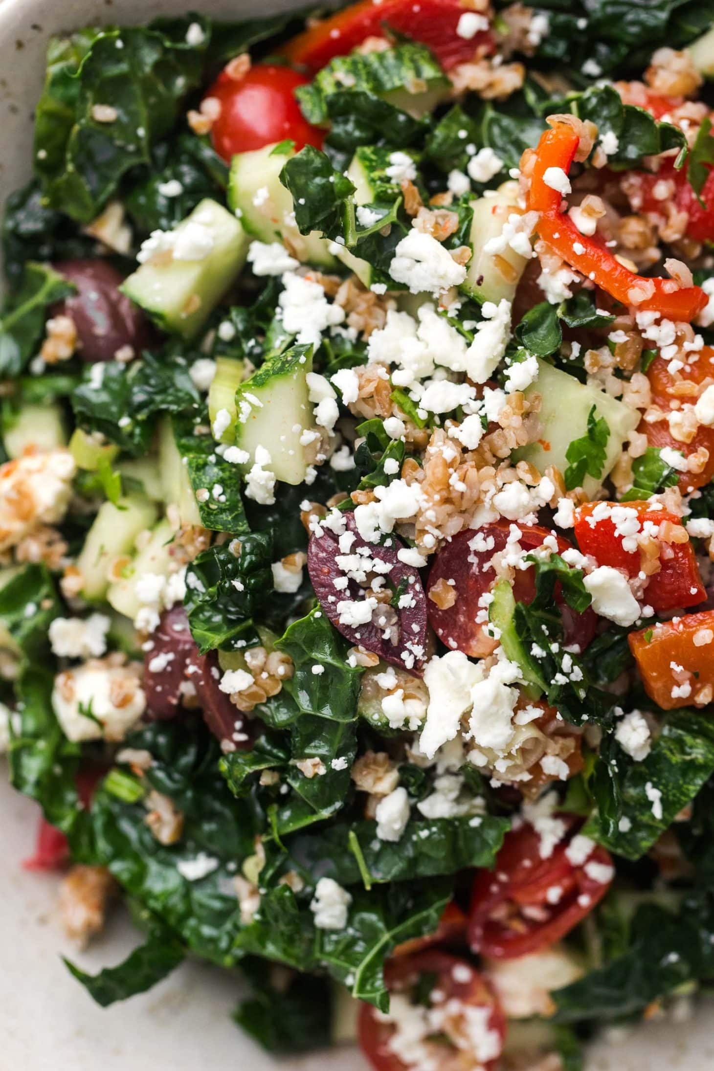 Vegetarian Mediterranean Kale Salad | @naturallyella