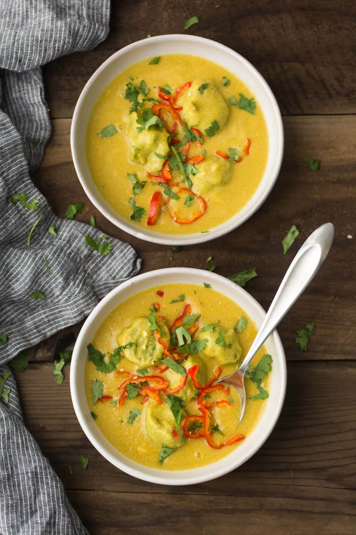 Chickpea Dumplings in Curried Sweet Corn Soup | @naturallyella