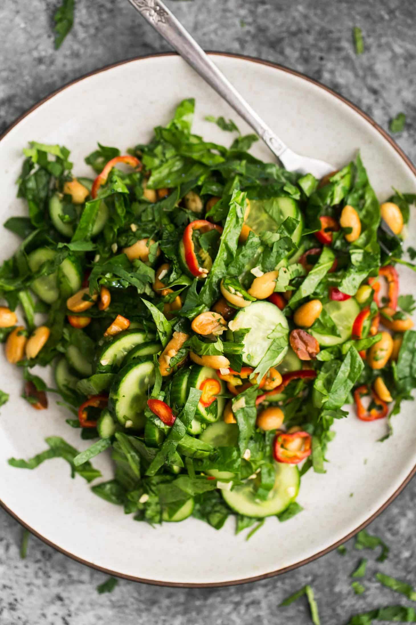 Easy Cucumber Peanut Salad with Spinach | Naturally Ella