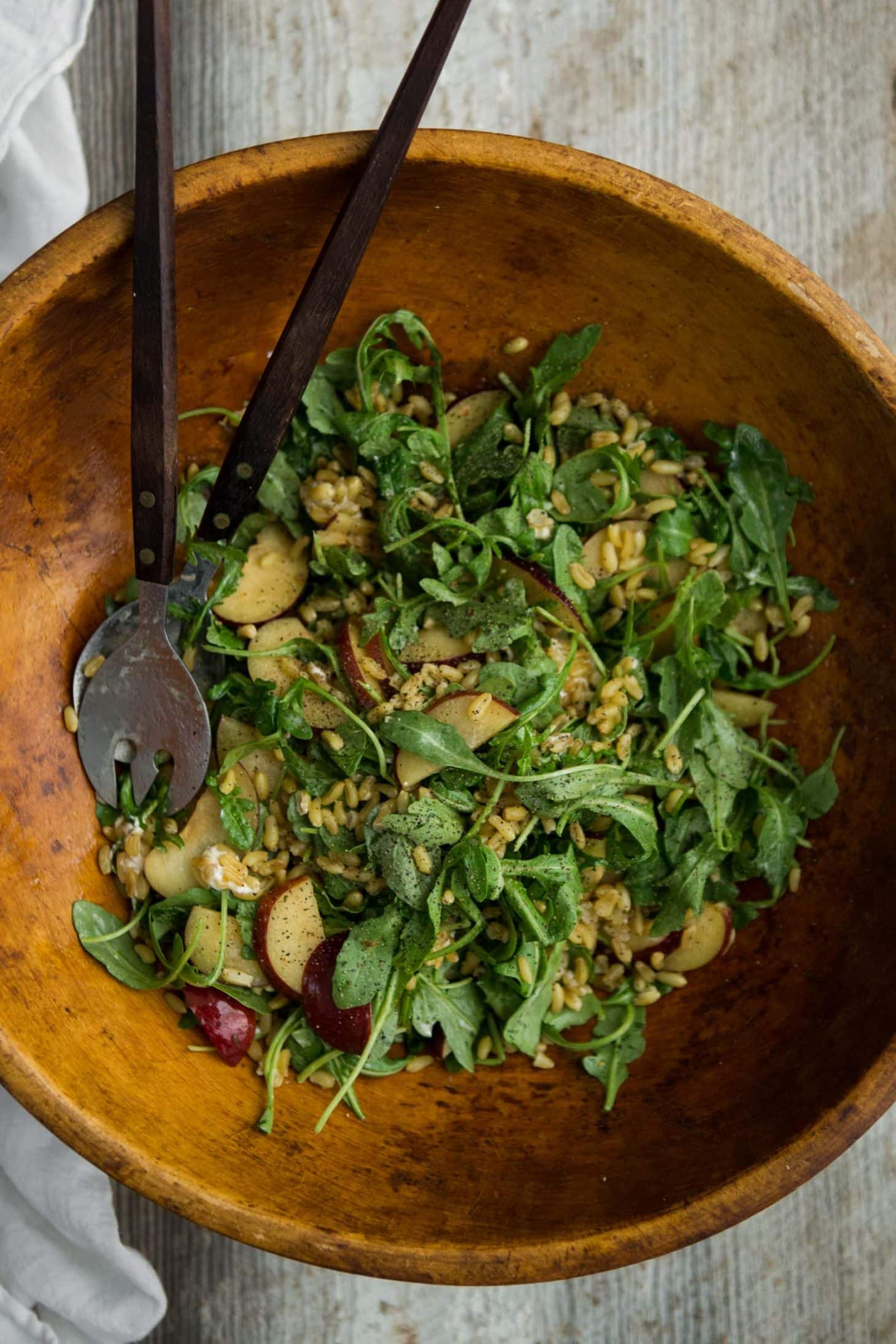 Kamut and Plum Salad with Chili Dressing | @naturallyella