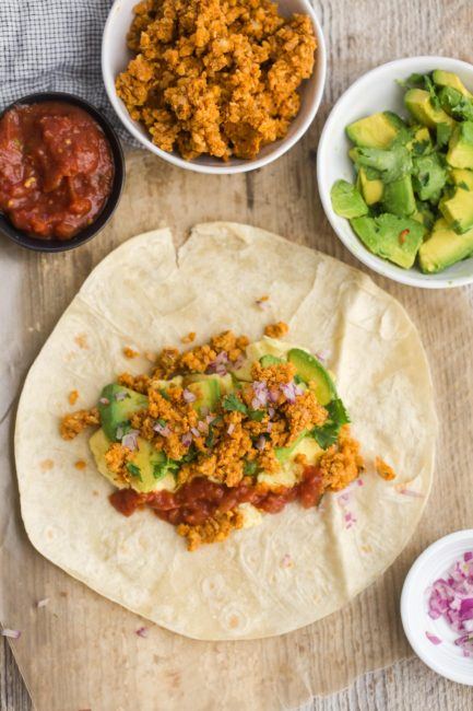 Vegetarian Breakfast Burritos with Chorizo-Spiced Crumble | @naturallyella