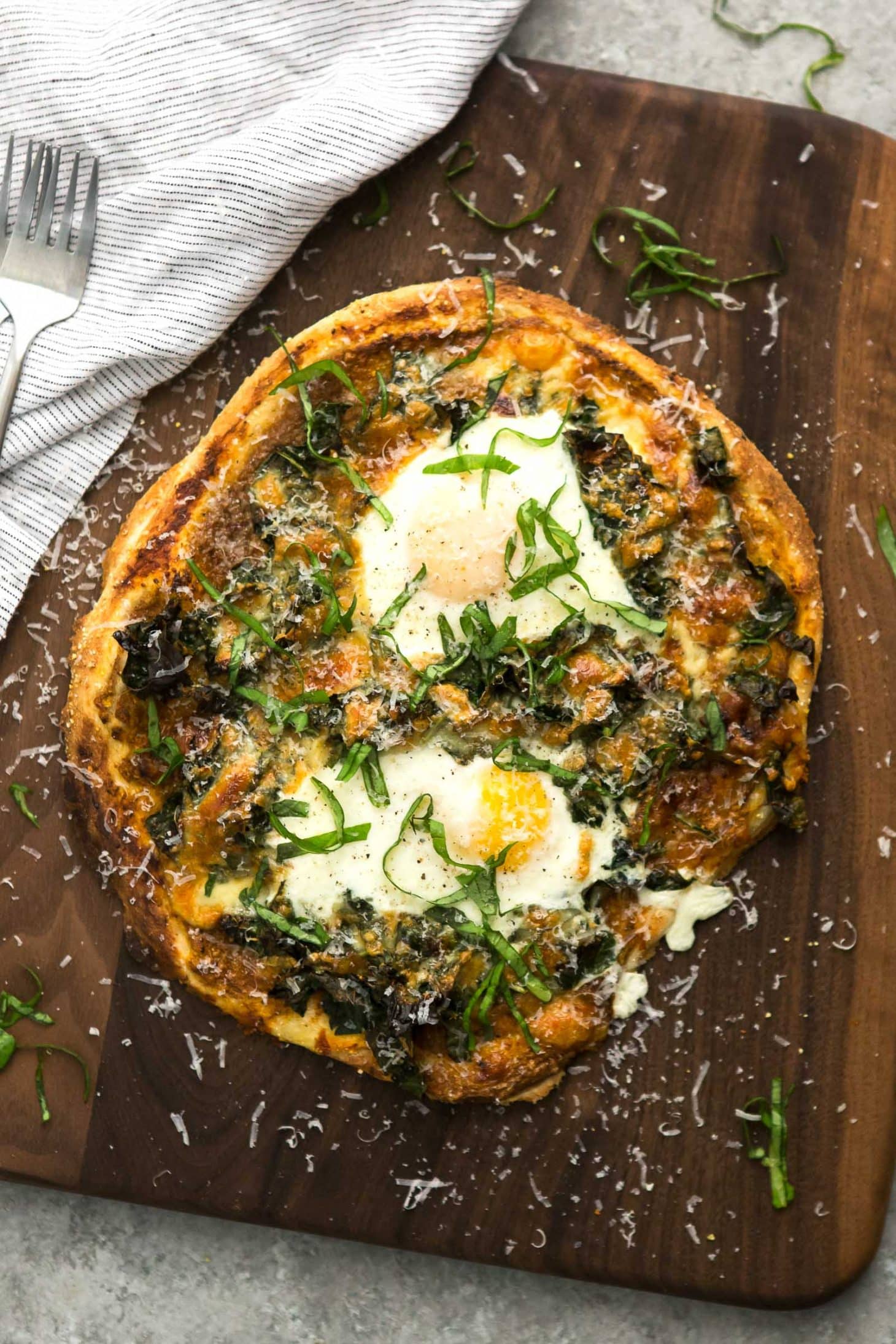 Garlicky Kale Pizza with Eggs | @naturallyella