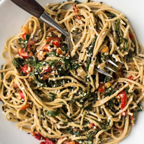 Vegan Tahini Noodle Bowl with Collards | Naturally Ella