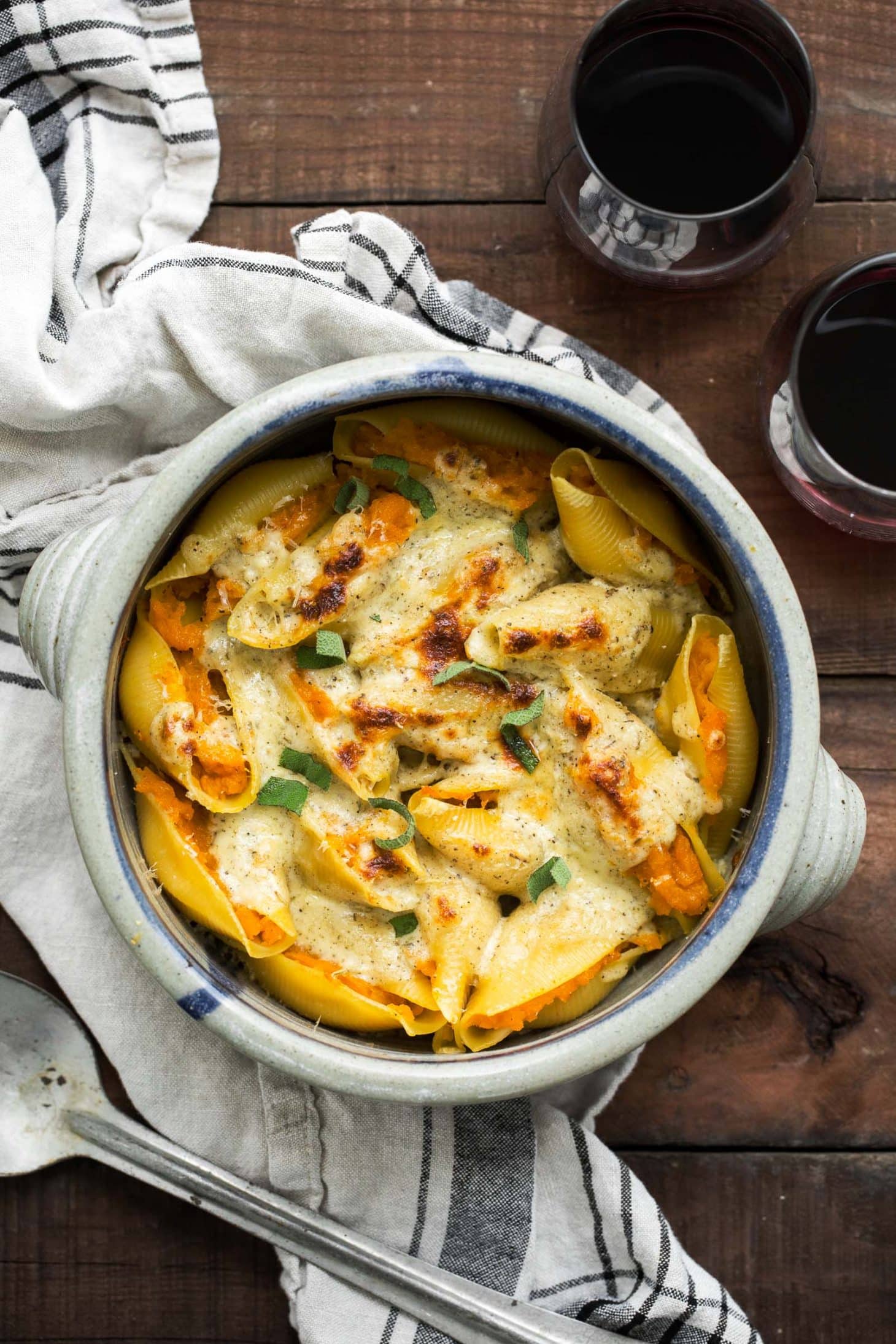 Butternut Squash Stuffed Shells with Herbed Cream Sauce | @naturallyella