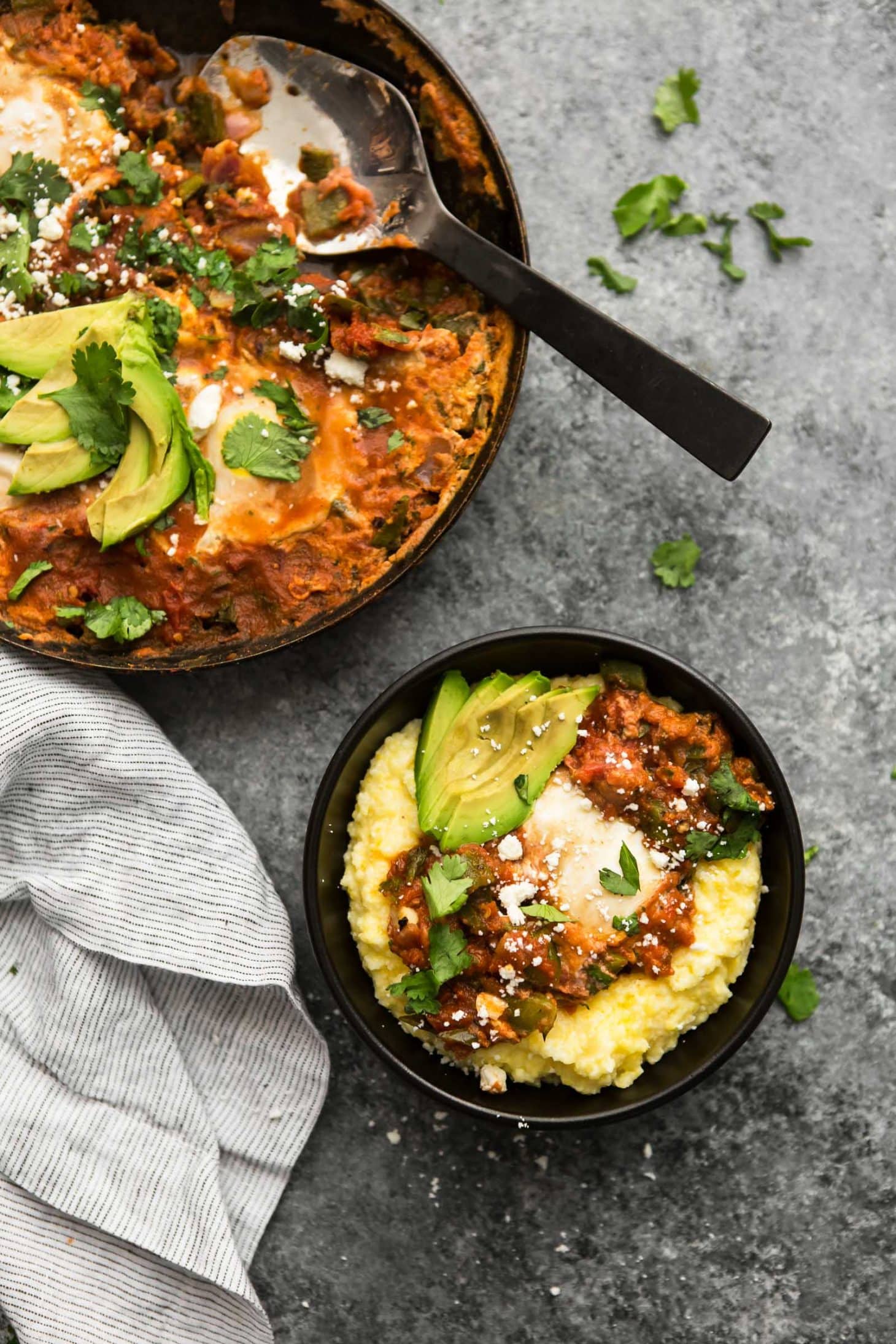 Enchilada Skillet with Eggs and Poblano Peppers | @naturallyella