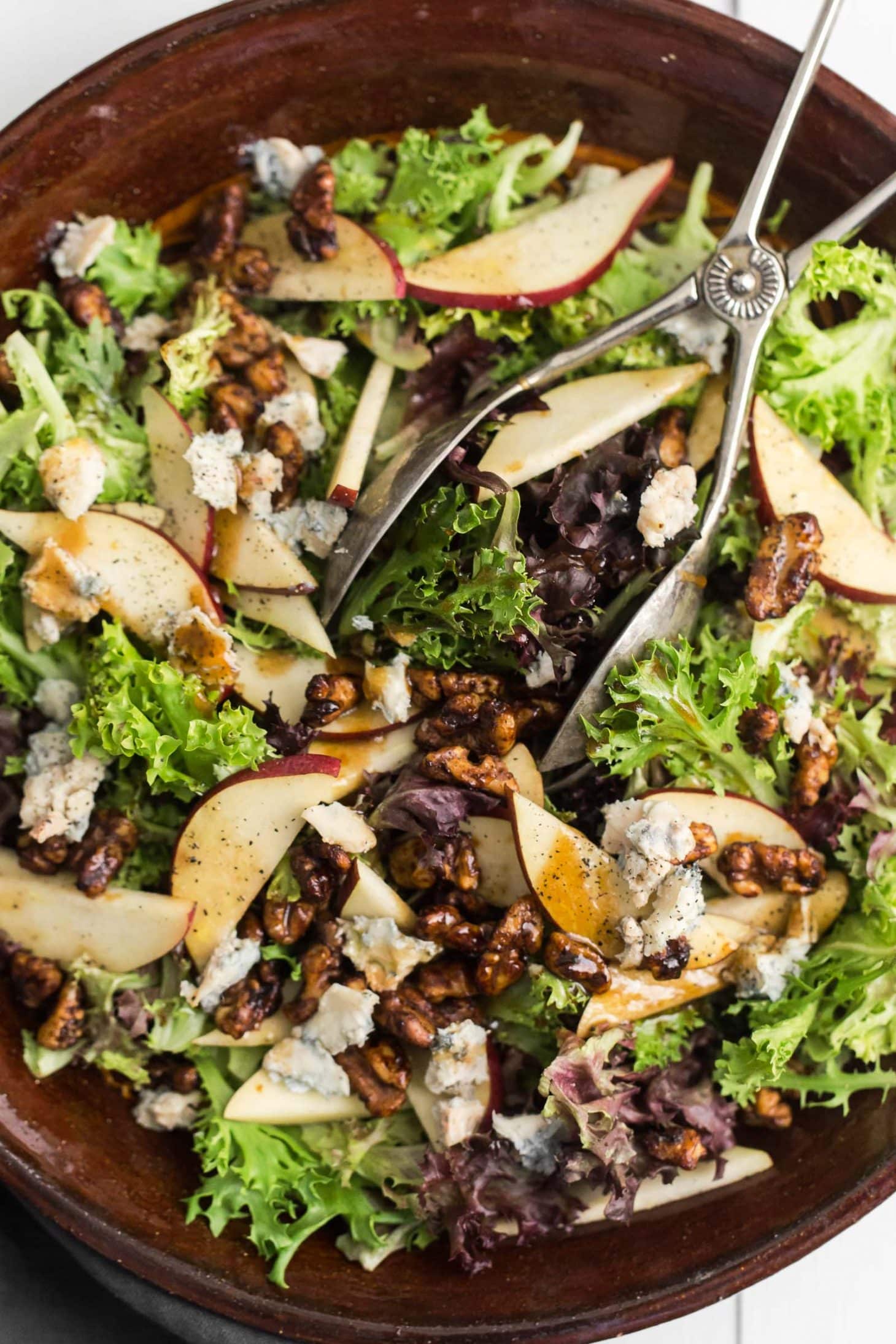 Pear Salad with Candied Walnuts and Gorgonzola | Naturally Ella