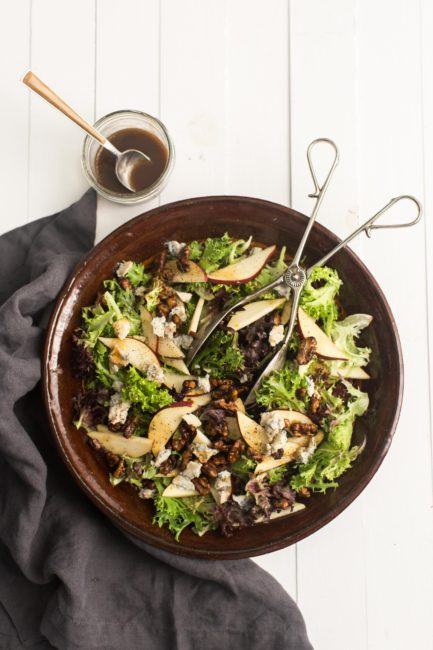 Pear Salad with Gorgonzola and Walnuts | @naturallyella