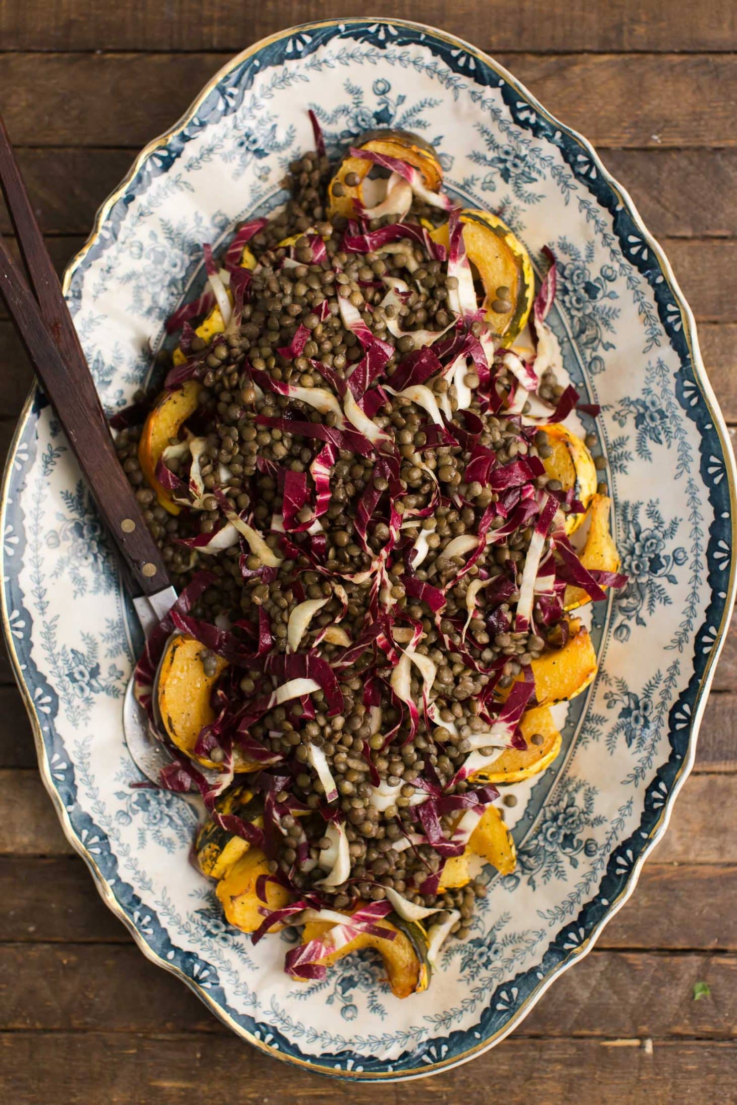 Radicchio Salad with Lentils and Roasted Acorn Squash | @naturallyella