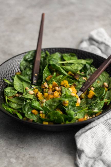 Roasted Yellow Beet Salad with Herbs and Spinach